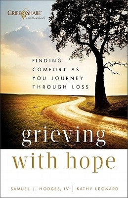 Paperback book titled "Grieving with Hope" by Baker Books, featuring a soft cover and a peaceful, comforting design.