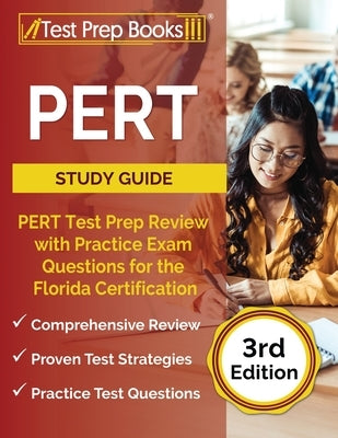 Paperback PERT Study Guide by Test Prep Books with practice exam questions for Florida certification, 3rd edition.