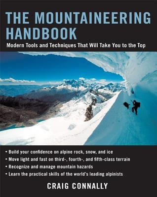Paperback of The Mountaineering Handbook by International Marine Publishing, featuring a cover with mountain scenery and climbing gear.