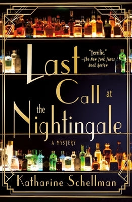 Paperback copy of "Last Call at the Nightingale," a mystery novel by Minotaur Books, showing the front cover with title and artwork.