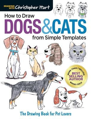 Paperback drawing book by Christopher Hart showing pet dog and cat sketches on the cover for aspiring artists and pet lovers.