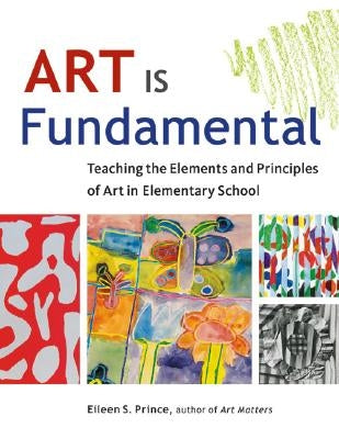 Open book titled "Art Is Fundamental" showing colorful illustrations on elementary art principles from Chicago Review Press.
