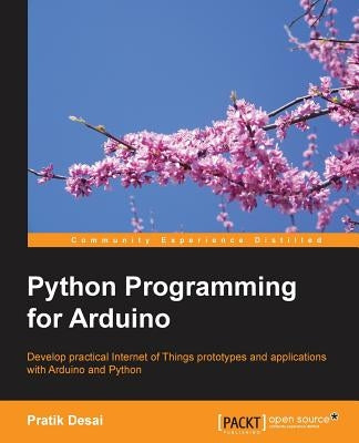 Paperback book titled "Python Programming for Arduino" by Packt Publishing, featuring a cover design with Arduino and Python elements.