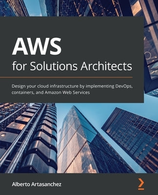 Paperback book titled "AWS for Solutions Architects" by Packt Publishing, showing the cover with cloud and technology illustrations.