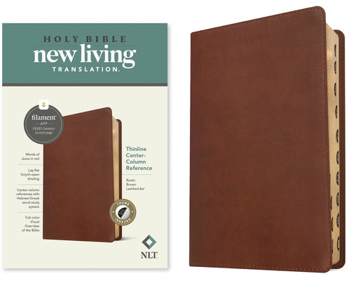 NLT Thinline Center-Column Reference Bible, Filament-Enabled Edition (Leatherlike, Rustic Brown, Indexed, Red Letter) by Tyndale