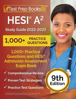 Test Prep Books HESI A2 Study Guide 2022-2023 paperback with practice questions and exam review content.
