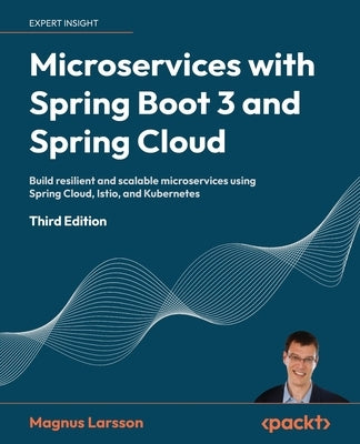 Paperback book titled "Microservices with Spring Boot 3 and Spring Cloud" by Packt Publishing, featuring a cover with microservice diagrams.