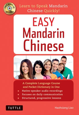 Paperback Mandarin Chinese language course and pocket dictionary with 100-minute audio CD by Tuttle Publishing, featuring language learning materials.