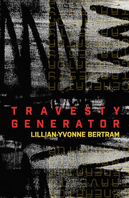 Paperback copy of Travesty Generator by Noemi Press featuring abstract cover art with bold typography and artistic design.
