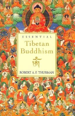 Paperback copy of Essential Tibetan Buddhism book by HarperOne, showing the front cover with traditional Tibetan artwork.
