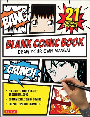Blank comic book by Tuttle Publishing with 84 pages of manga templates for drawing your own comic stories.