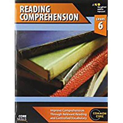 Sixth grade Steck Vaughn Reading Comprehension Workbook, paperback with colorful cover and sample pages visible.