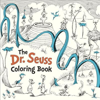 Paperback Dr. Seuss Coloring Book featuring colorful illustrations from The Cat in the Hat and other Seuss characters.