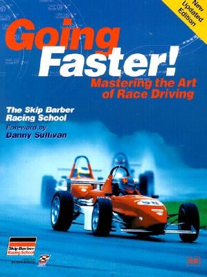 Paperback copy of Going Faster! Mastering the Art of Race Driving by Bentley Publishers, featuring cover art and racing imagery.