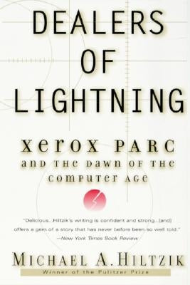 Cover image of "Dealers of Lightning" book by Harper Business, featuring a vintage computer and early tech imagery.
