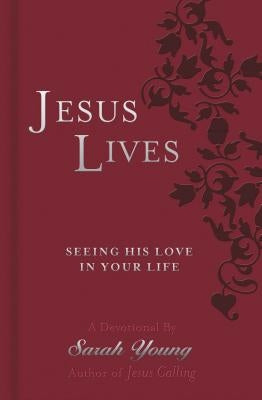 Imitation leather book cover for "Jesus Lives" by Thomas Nelson, featuring a textured brown surface with embossed title.