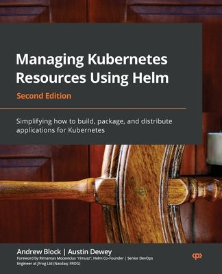 Paperback book titled "Managing Kubernetes Resources Using Helm" by Packt Publishing showing the cover with Kubernetes and Helm graphics.