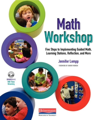 Paperback book titled "Math Workshop" by Heinemann Educational Books, showing the cover with colorful math workshop illustrations.