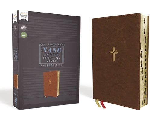 Nasb, Thinline Bible, Leathersoft, Brown, Red Letter Edition, 1995 Text, Thumb Indexed, Comfort Print Bible Zondervan