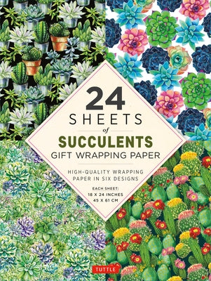 Succulents Gift Wrapping Paper - 24 Sheets: 18 X 24 (45 X 61 CM) Wrapping Paper Paperback Tuttle Publishing