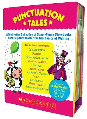 Scholastic Teaching Resources Punctuation Tales boxed set of storybooks with teacher's guide, helping kids learn punctuation through fun stories.