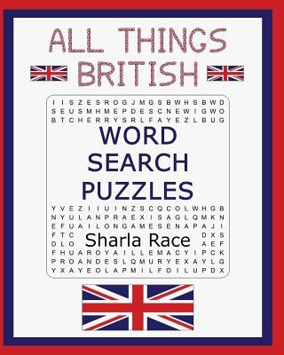 All Things British word search puzzle book by Tigmor Books, paperback edition with pages showcasing British-themed word search puzzles.
