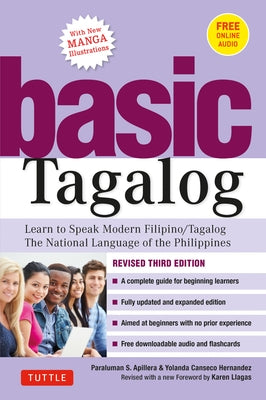 Paperback book titled "Basic Tagalog: Learn to Speak Modern Filipino" by Tuttle Publishing, featuring a colorful cover.