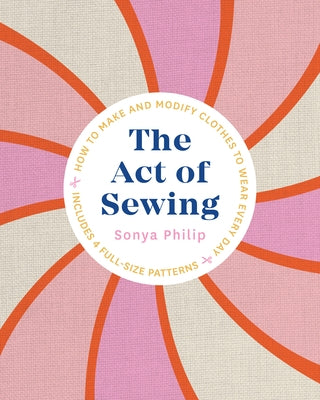 Paperback book titled "The Act of Sewing" by Roost Books, featuring a close-up of the cover with sewing tools and fabric.