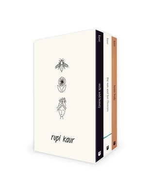 Paperback Rupi Kaur Trilogy boxed set by Andrews McMeel Publishing, featuring poetry books with colorful cover art.