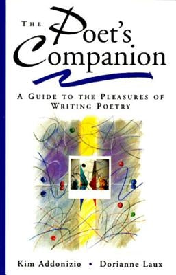 Paperback copy of The Poet's Companion by W. W. Norton & Company featuring a close-up of the book cover with poetic artwork.