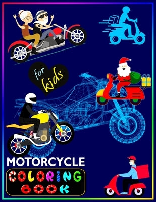 Children's motorcycle coloring book with fun motorcycle illustrations for kids ages 4-10, paperback activity book for young learners.