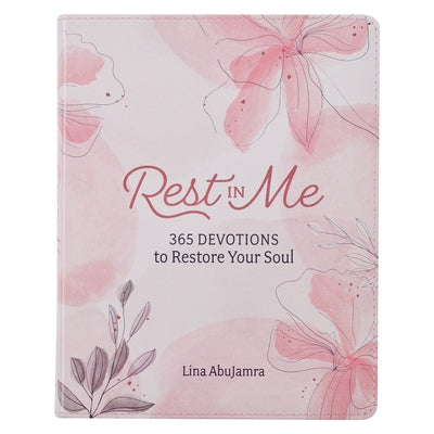 Rest in Me 365 Devotions to Restore Your Soul, Pink Faux Leather Leather Christian Art Gifts