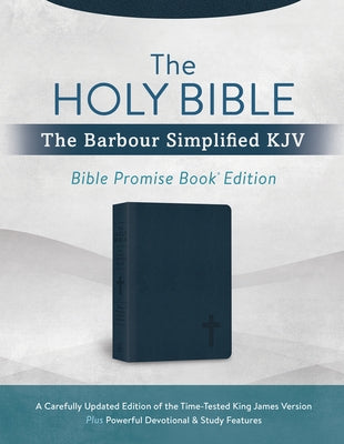 Navy cross Bible cover featuring The Holy Bible: Barbour Simplified KJV Bible Promise Book Edition with classic design.