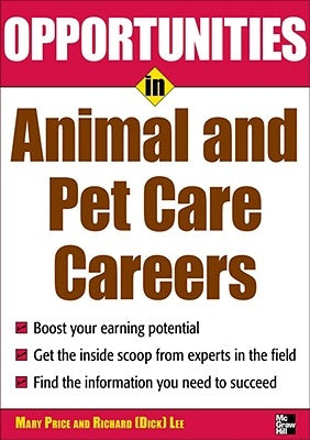 Paperback book titled "Opportunities in Animal and Pet Careers" by McGraw-Hill Companies, showing the front cover with title and design.