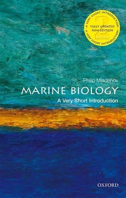 Cover image of "Marine Biology: A Very Short Introduction" book by Oxford University Press, featuring ocean-themed artwork.