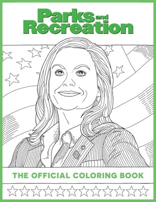 Open paperback coloring book featuring Parks and Recreation themed illustrations and official merchandise artwork by Insight Editions.