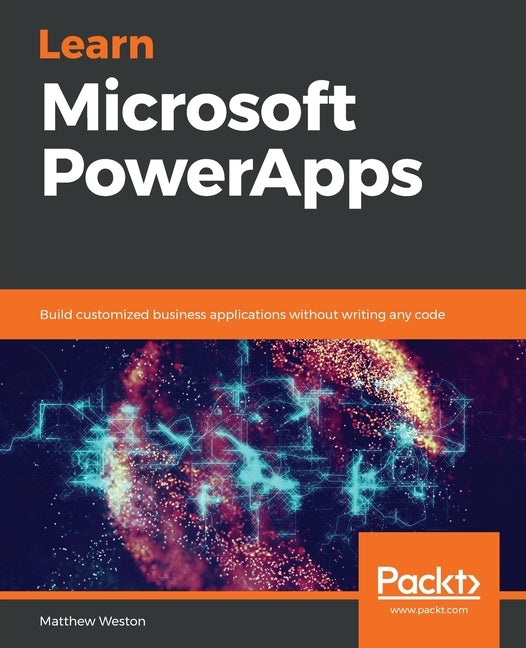 Paperback book titled "Learn Microsoft PowerApps" by Packt Publishing, showing the front cover with colorful PowerApps branding.