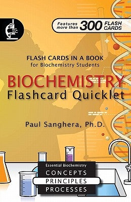 Biochemistry flashcard book for students by Infonential, Inc., featuring colorful study cards on a paperback booklet.