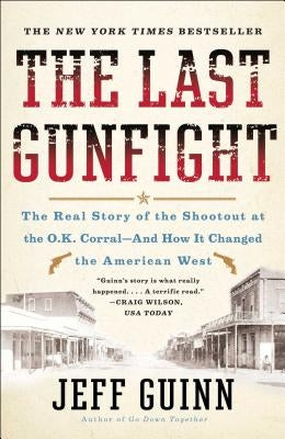 Paperback book titled "The Last Gunfight" by Simon & Schuster, featuring a Western-themed cover with guns and a desert scene.