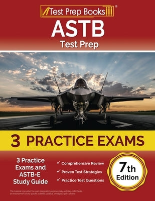 Paperback ASTB Test Prep book by Test Prep Books showing practice exams and study guide for ASTB-E preparation.