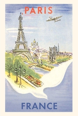 Vintage Journal Airplane Flying over Paris, France Paperback Found Image Press