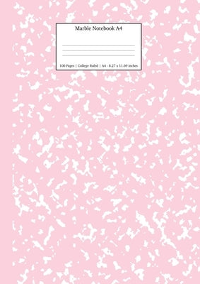 Marble Notebook A4: Pastel Pink College Ruled Journal Paperback Young Dreamers Press