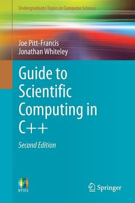 Paperback of "Guide to Scientific Computing in C++" by Springer, showing the book cover with title and author details.