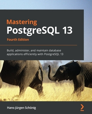 Paperback book titled "Mastering PostgreSQL 13" by Packt Publishing, featuring a cover image with PostgreSQL branding and text.