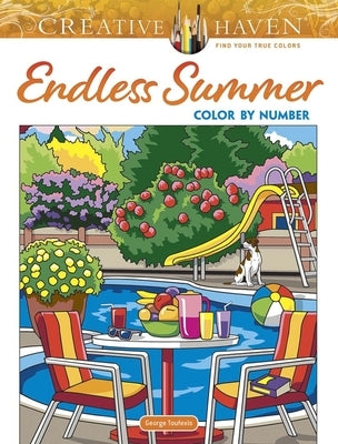 Creative Haven Endless Summer Color by Number paperback book from Dover Publications featuring vibrant summer-themed coloring pages.