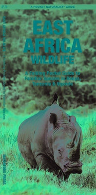 Paperback Waterford Press East Africa Wildlife folding guide showing colorful illustrations of common species in Kenya, Tanzania, and Uganda.