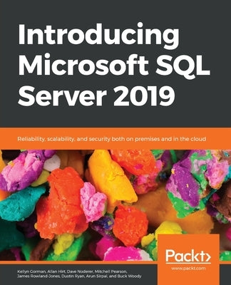 Paperback book titled Microsoft SQL Server 2019 by Packt Publishing, featuring cover design with text and graphics on database management.