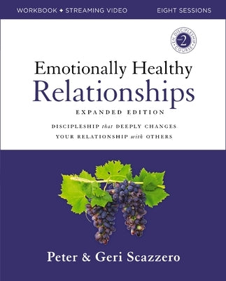 Paperback workbook titled "Emotionally Healthy Relationships" by HarperChristian Resources, with streaming video for discipleship.
