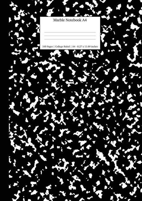 Marble Notebook A4: Black Marble College Ruled Journal Paperback Young Dreamers Press