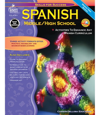 Spanish, Grades 6 - 12 Paperback Carson Dellosa Education